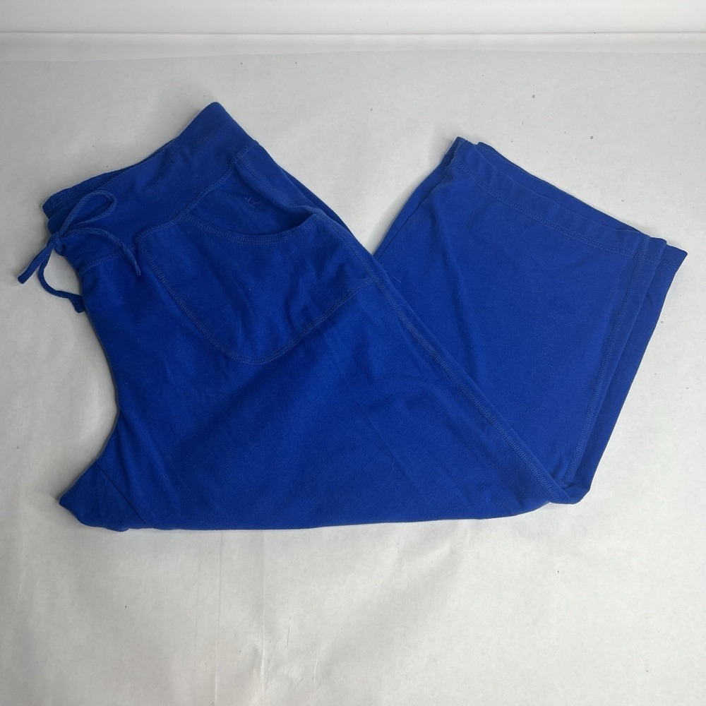 Danskin Now Blue Capris Pants Soft Drawstring Pockets Size M Cotton Blend Loose